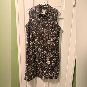 Talbots Black and Cream Floral shift Dress